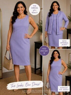 Roaman’s Lavender 2 Piece Dress & Jacket Set Women’s Plus Size 20W